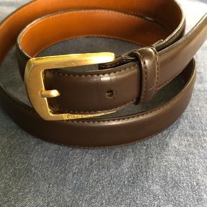 Ralph Lauren Belt M Italian Leather Brass EXC COND